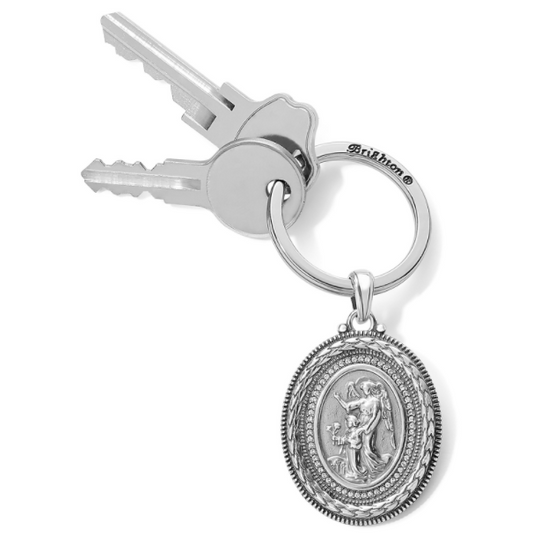 Brighton Guardian Angel Key Fob features guardian angel on front and an inspirational message on back: May you walk with the protection of Heaven's angels. Width: 1 3/8" Height: 1 7/8" Material: Swarovski crystal Finish: Silver plated Features: Message. Shop at The Painted Cottage in Edgewater MD.