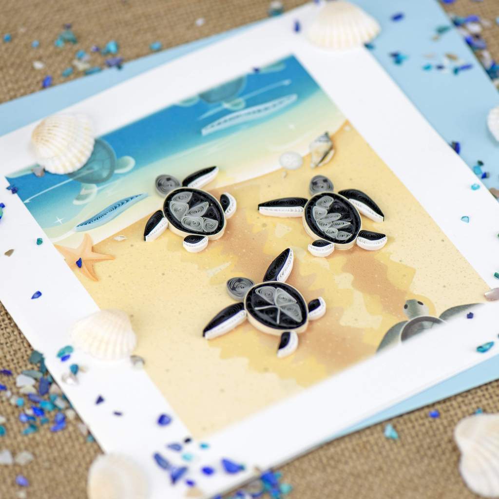 Sea Turtle Hatchlings Quill Card