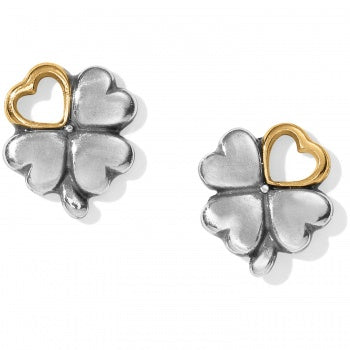 Brighton Clover Heart Mini Post Earirngs feature s Swarovski crystal  and two tone finish. Shop at The Painted Cottage in Edgewater, MD.