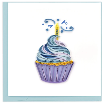 Cupcake & Candle Quill Card QUILLING CARD LLC Cards cute-birthday-card-quill-edgewater-md-cupcake