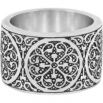 Brighton Ferrara Ring features our Ferrara motif resembling cathedral windows, half inch in width, silver plated. Shop at The Painted Cottage in Edgewater, MD.