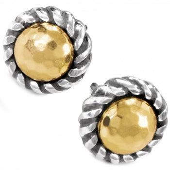 Gold Magic Mini Post earrings have two tone bead with rope accent. Shop at The Painted Cottage in Edgewater, MD.