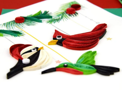 Holiday Bird Ornament Quill Card