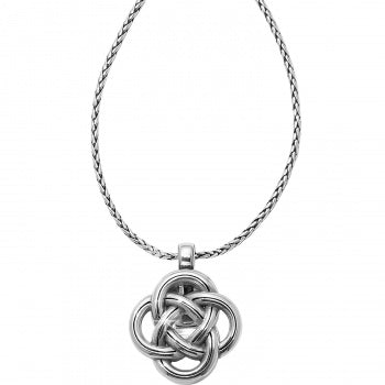 Brighton Interlok Badge Clip Necklace Inspired Celtic knot pendant features badge clip on back, Closure: Lobster Claw Length: 32" - 34" Adjustable Pendant Drop: 1 1/4" Finish: Silver plated. Shop at The Painted Cottage in Edgewater MD.