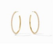 Juliet Hoop Gold Pearl Large by Julie Vos. Delicate pearl-accented hoops. Large - 1.75 inches 24K gold plate. Shop at The Painted Cottage an Annapolis boutique.