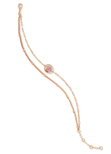 Stamped Dira Rose Gold Delicate Chain Bracelet Abalone