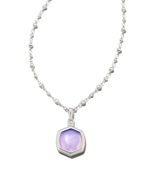Davie Intaglio Convertible Silver Pendant Necklace in Lavender Opalite