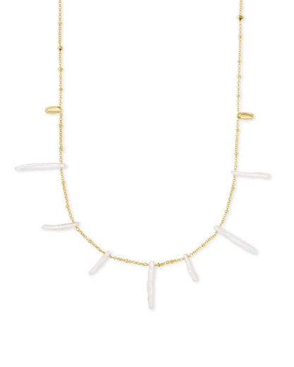 Eileen Gold Long Strand Necklace In White Pearl