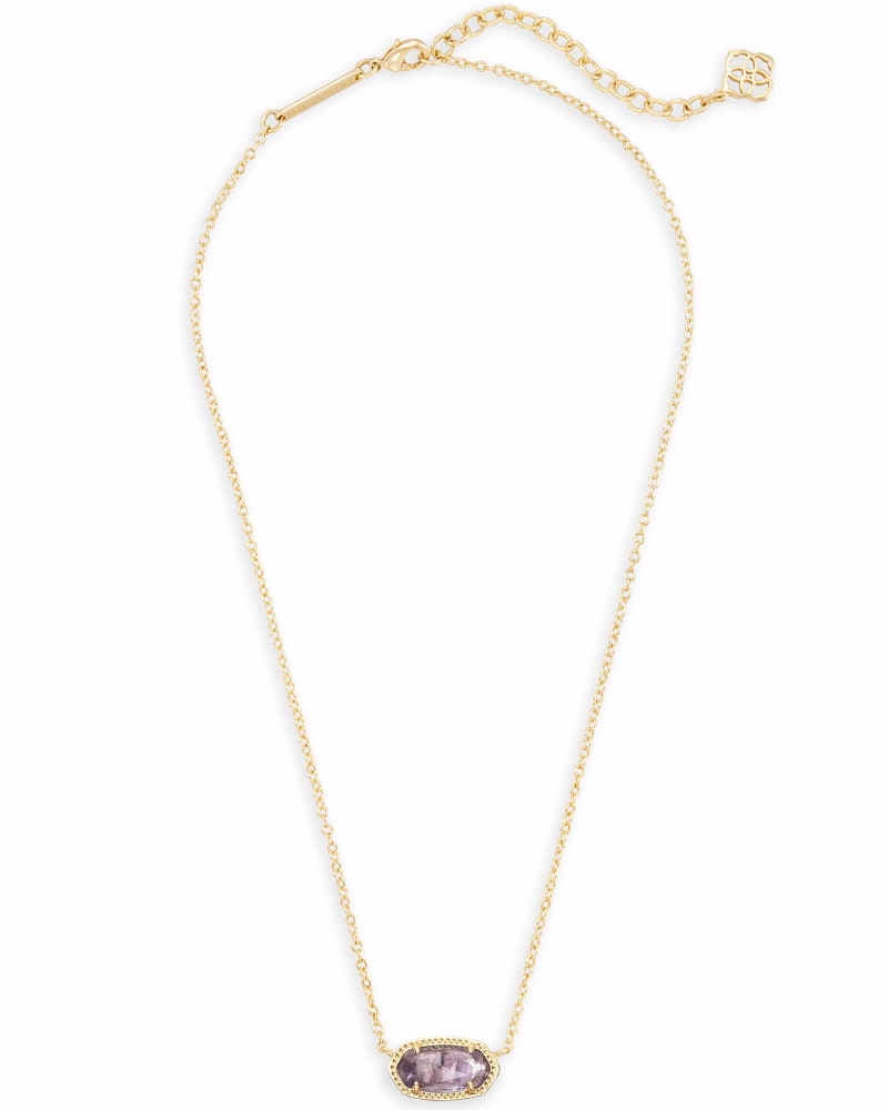 Elisa Gold Short Pendant Necklace In Amethyst