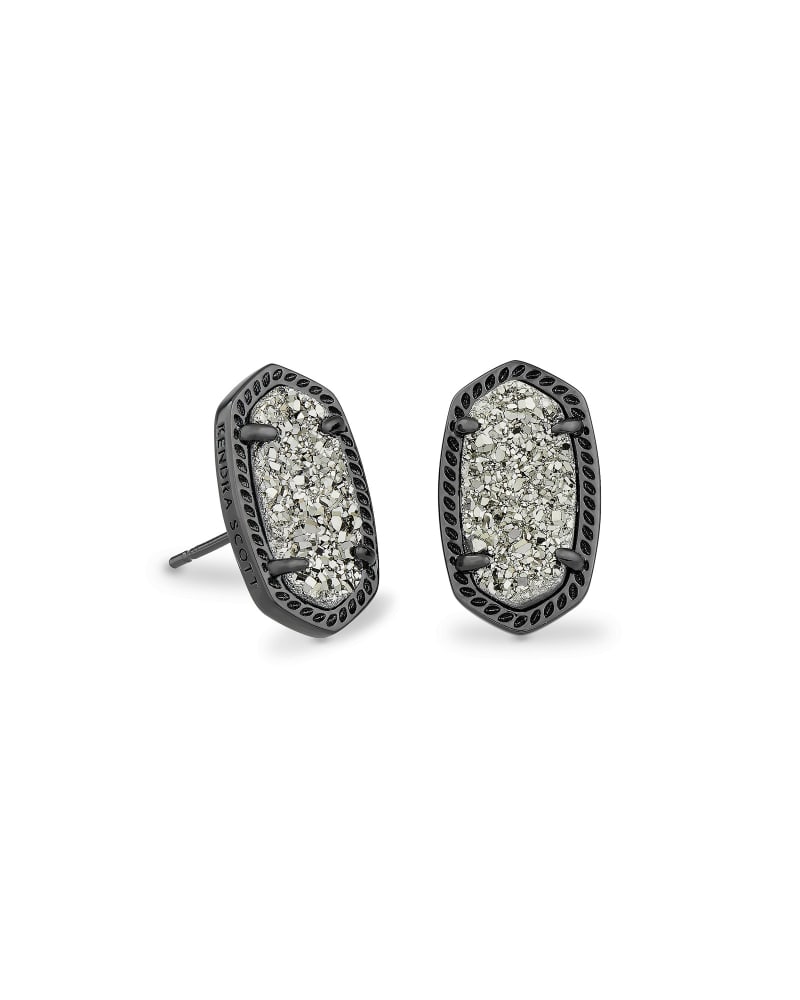 Ellie Gunmetal Stud Earrings In Platinum Drusy