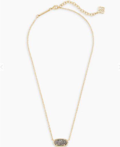 Elisa Gold Pendant Necklace In Platinum Drusy