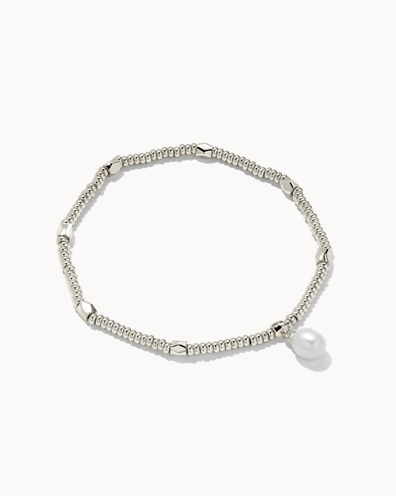 Lindsay Silver Stretch Bracelet In White Pearl
