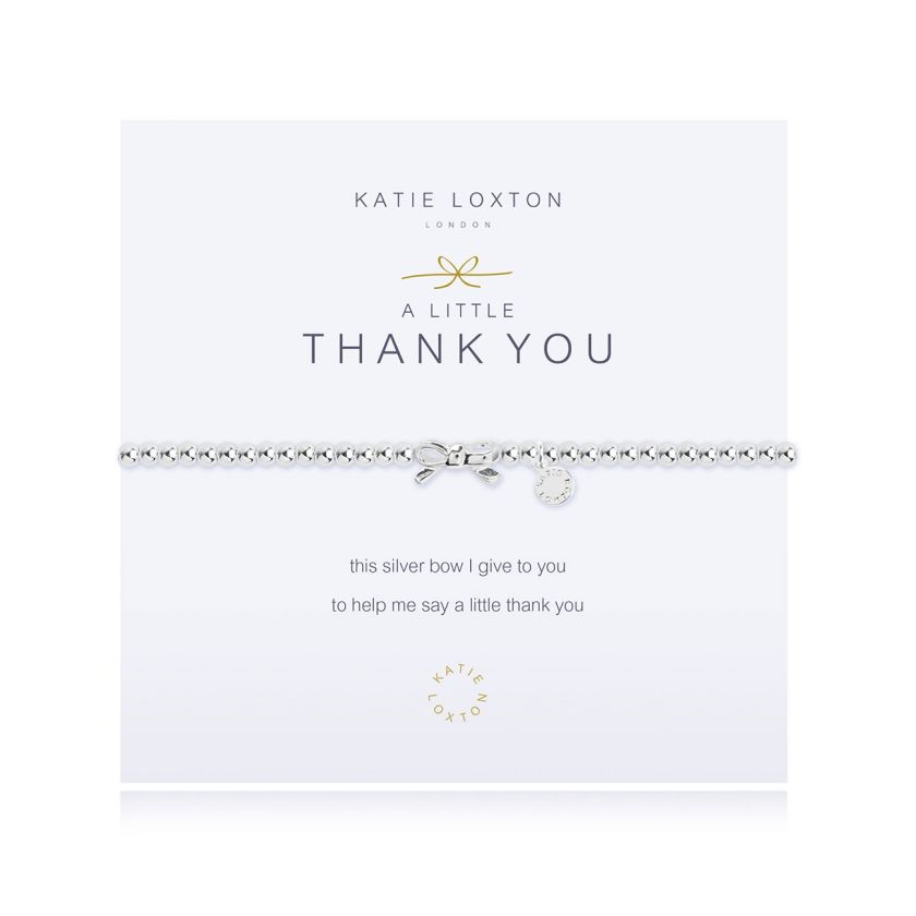 Silver-plated stretch bead A Little Thank You bracelet with silver bow charm
