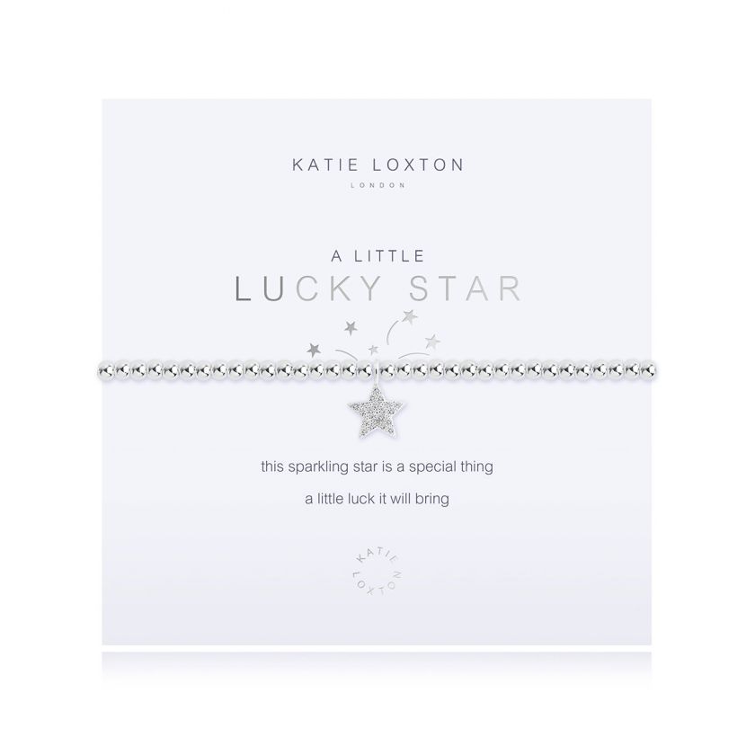 katie loxton silver stretch bead bracelet with silver star and clear pave crystals charm