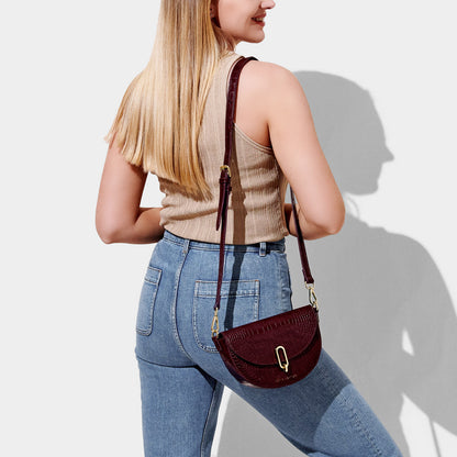 QUINN FAUX CROC MINI SADDLE WINE