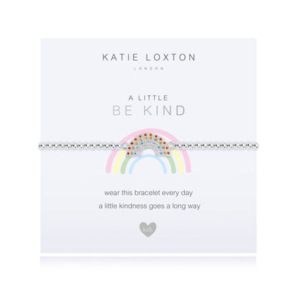 Silver-plated stretch bead Kids' a little Be Kind Bracelet with red, yellow and blue jeweled rainbow charm