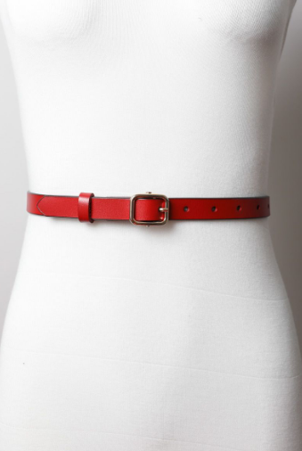 Skinny Leather Belt | Red