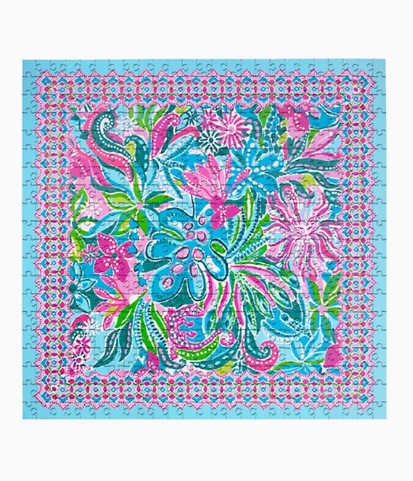 colorful pink blue green lilly pulitzer puzzle fun gift