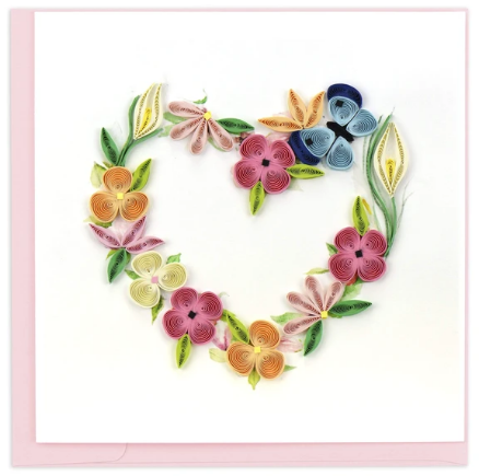 Floral Heart Wreath Quill Card