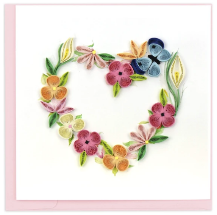 Floral Heart Wreath Quill Card QUILLING CARD LLC Cards love-valentines-card-sweet-pretty-annapolis-md45