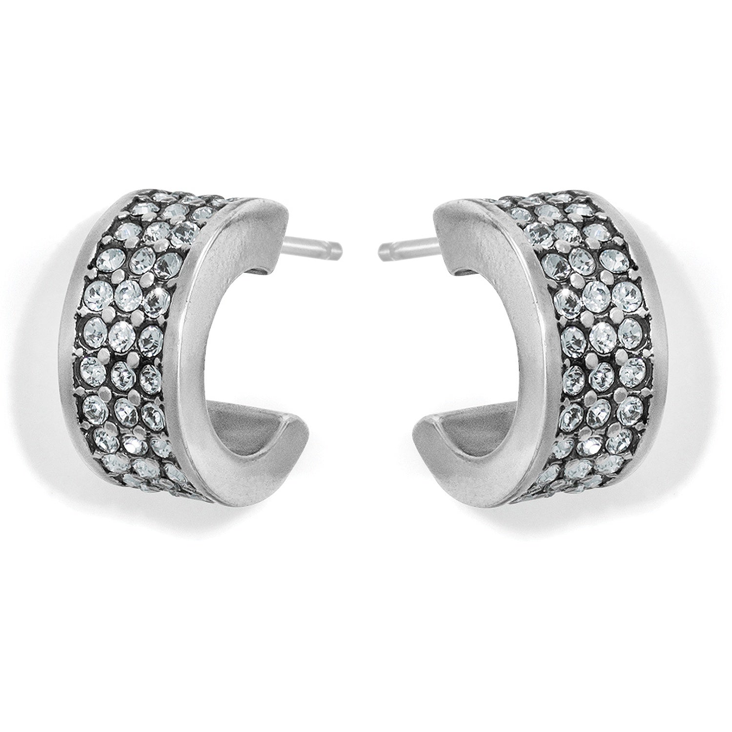 Brighton Meridian Zenith Hoop Earrings, Width: 1/4" Type: Post with flat disc back Drop: 1/2" Material: Swarovski crystal Finish: Silver plated. Shop at The Painted Cottage in Edgewater, MD