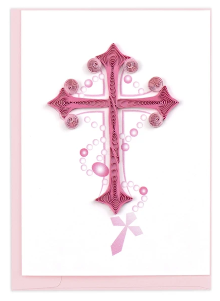 Pink Cross Quill Card blank card with gift Easter religious card shop The Painted Cottage a Maryland Boutique