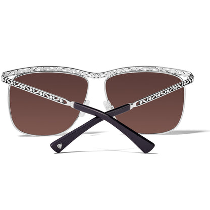 Contempo Wire Sunglasses by Brighton features the Contempo open scrollwork design across bridge and arms, and UVA/UVB protectant rectangle lenses wrapped in silver plate. Shop at The Painted Cottage an Annapolis boutique.