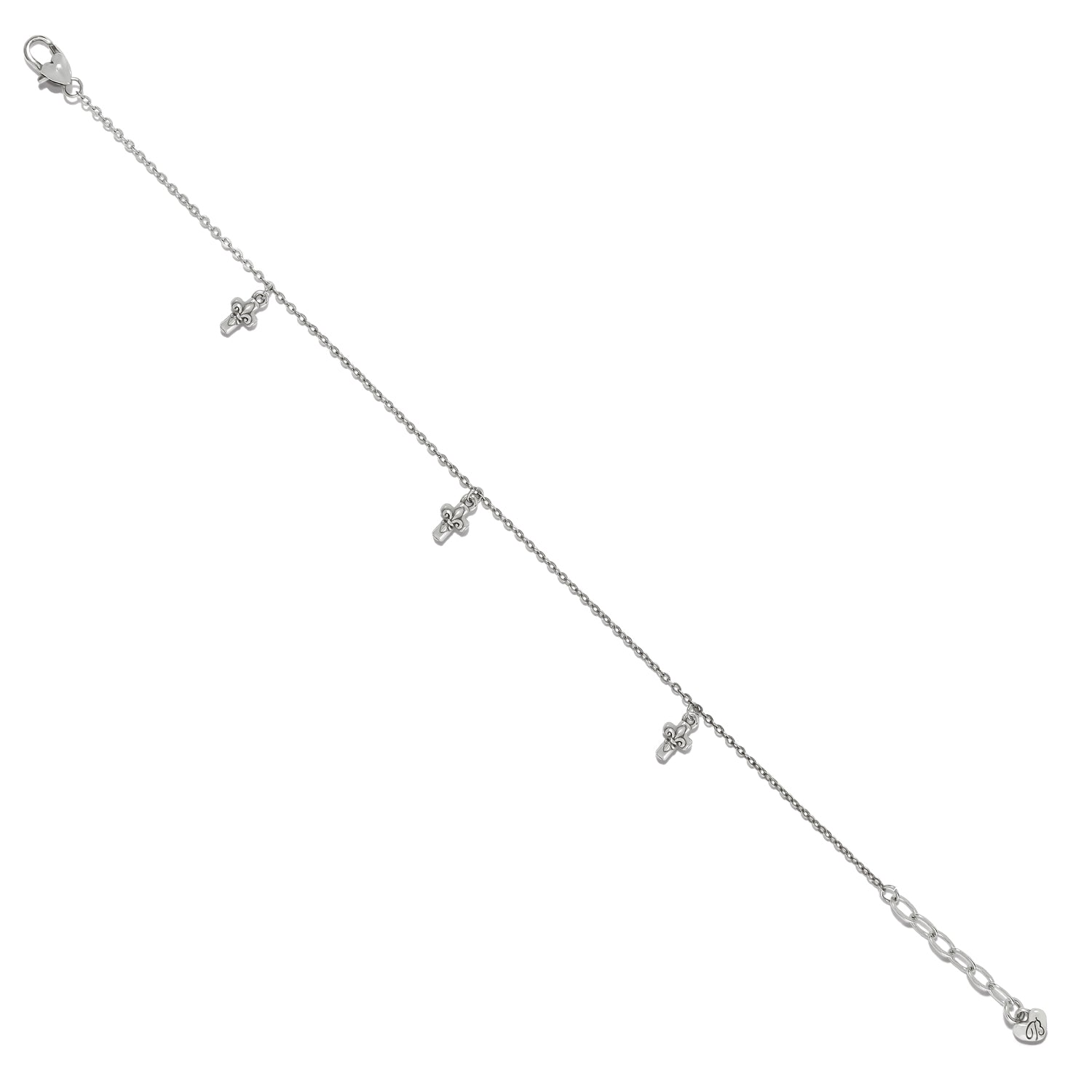 Cross Anklet by Brighton features three delicate cross charms. Silver plated, 9" - 10" Adjustable closure. Shop at The Painted Cottage in Edgewater, MD.