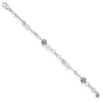 Contempo Pearl Bracelet by Brighton inspired by silver jewelry artisans of Taxco, Mexico. features silver beads in the Contempo design and pearls on oval link bracelet. Width: 1/2"  Length: 7 1/2" - 8 1/2" Adjustable. Shop at The Painted Cottage an Annapolis Boutique.