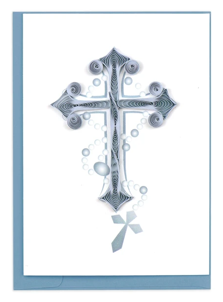 Blue Cross Quill Card blank card with gift Easter religious card shop The Painted Cottage a Maryland Boutique