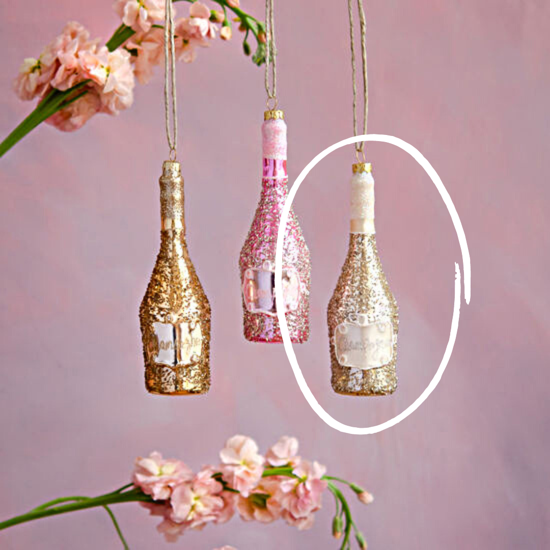 CHAMPAGNE BOTTLE ORNAMENT | White GLITTERVILLE Home shop-womens-ornament-christmas-annapolis-maryland_10