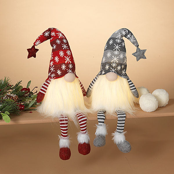 27" LIGHTED PLUSH HOLIDAY GNOME GREY