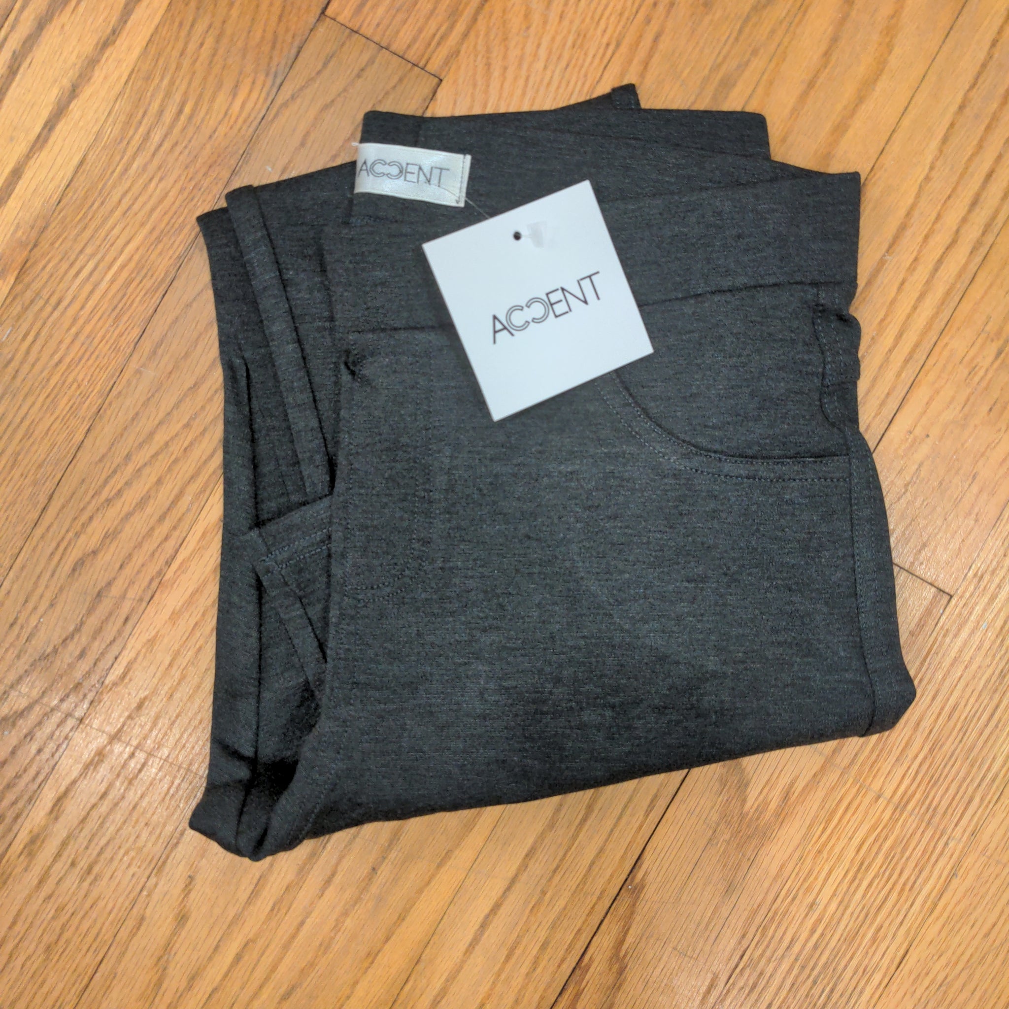 CHARCOAL SLIM PONTE PANTS