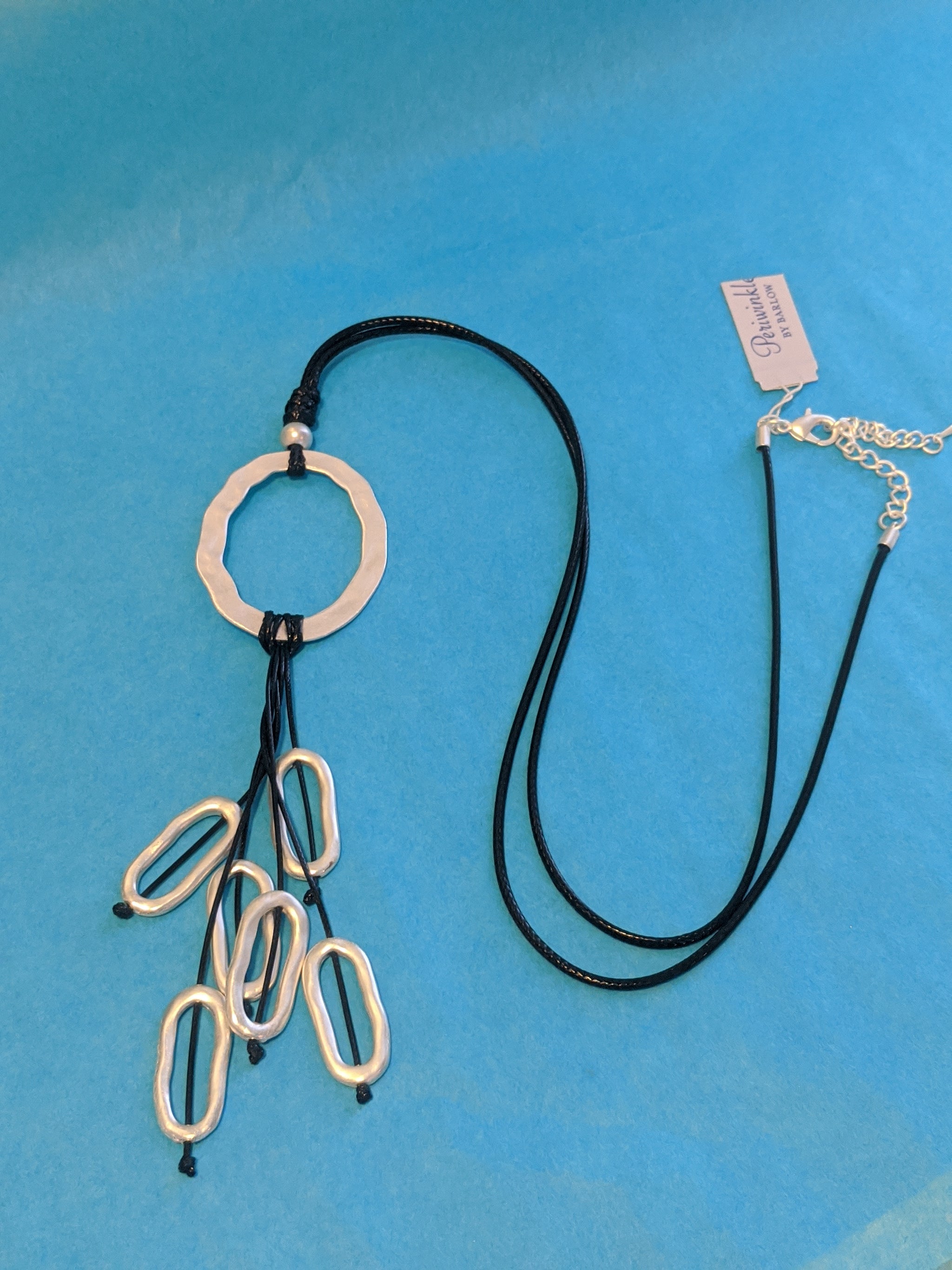 BLACK CORD WITH SILVER LINKS