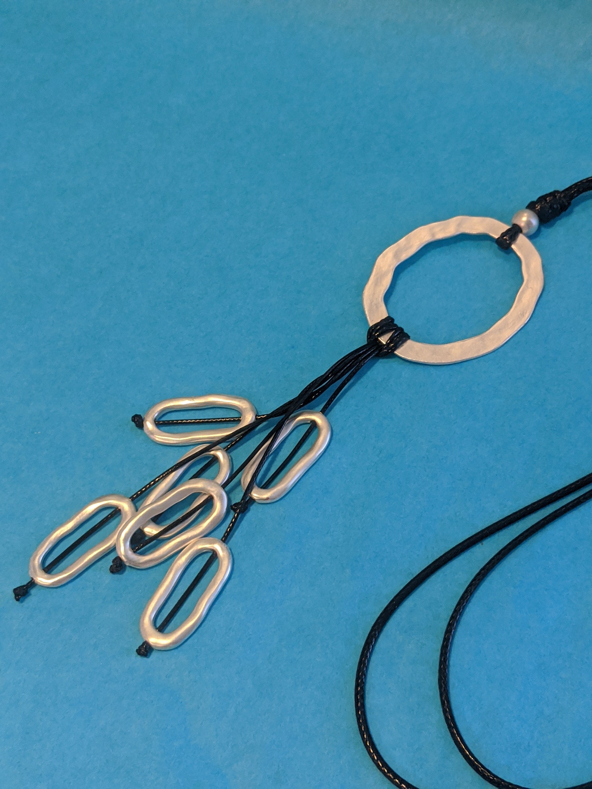 BLACK CORD WITH SILVER LINKS