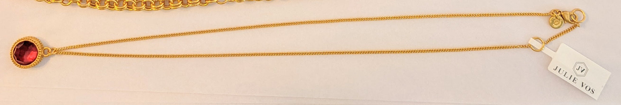 FleurdeLis Solitaire Necklace Ruby Red