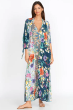 johnny was kimono dress multi colored light sheer fabric with boho style flowers