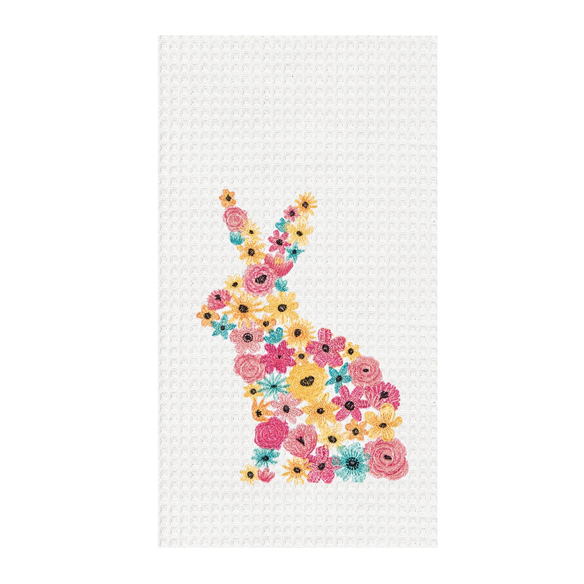 Easter Bunny spring floral tea towel waffle towel kitchen decor shop The Painted Cottage a Maryland Boutique