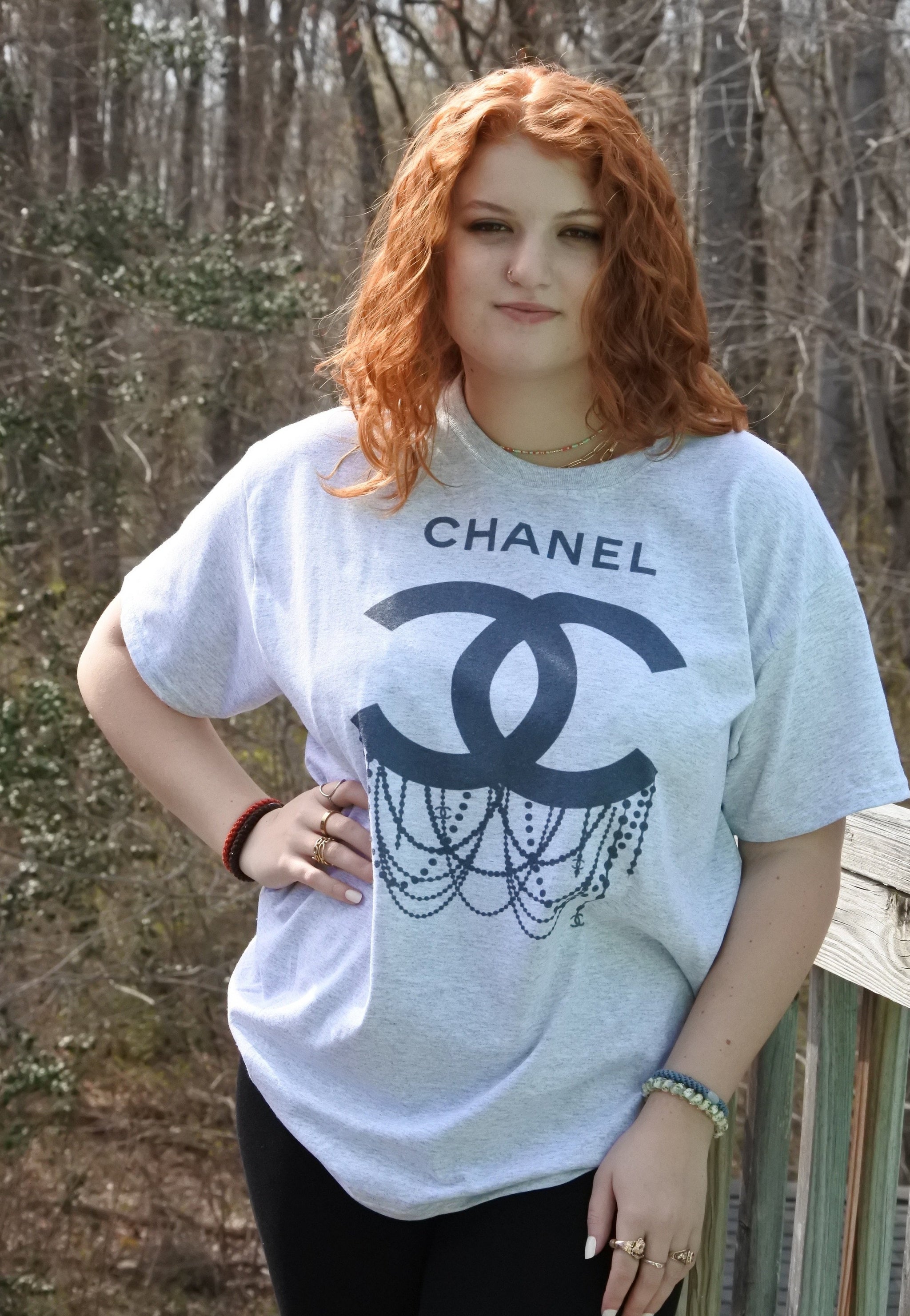 chanel plain grey tee