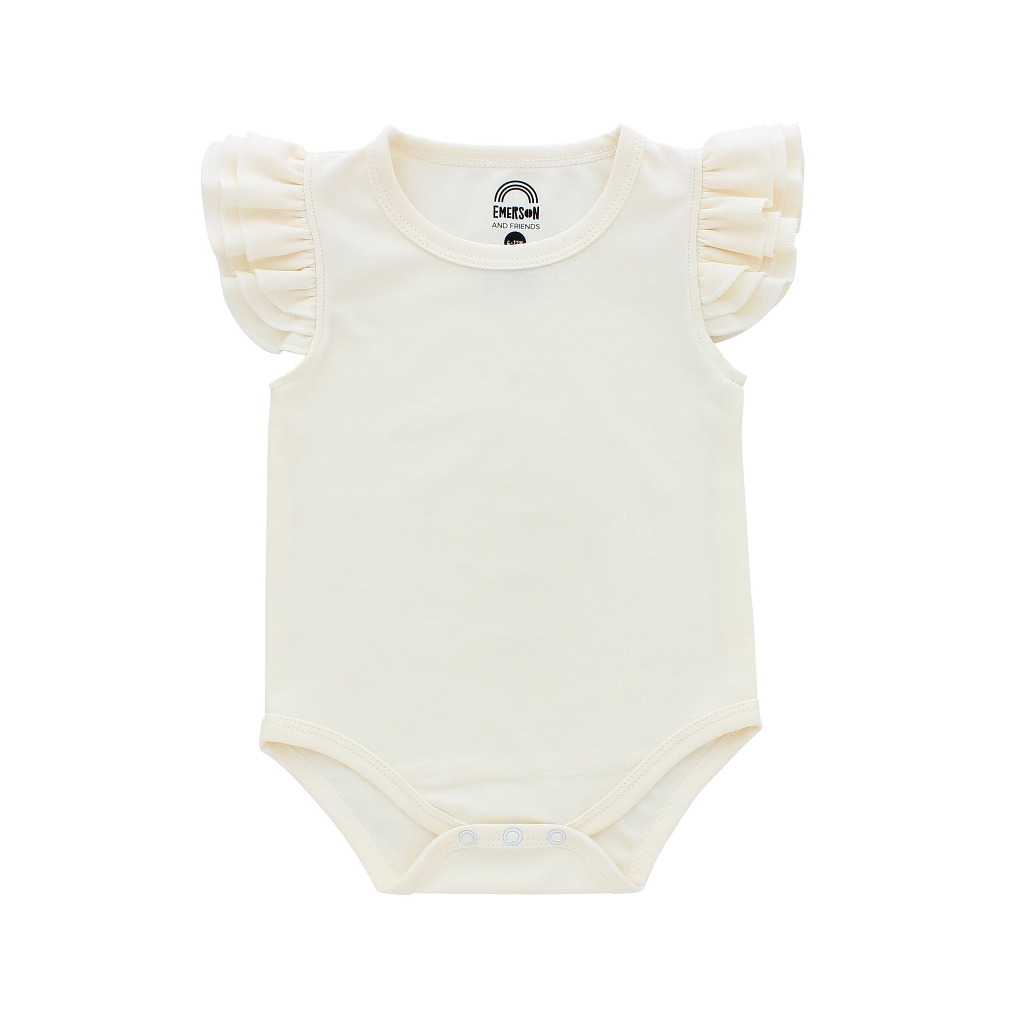 CREAM SS FLUTTER BODYSUIT 3-6M