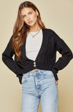Black Crop Cable Cardigan