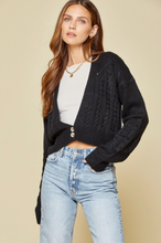 Black Crop Cable Cardigan