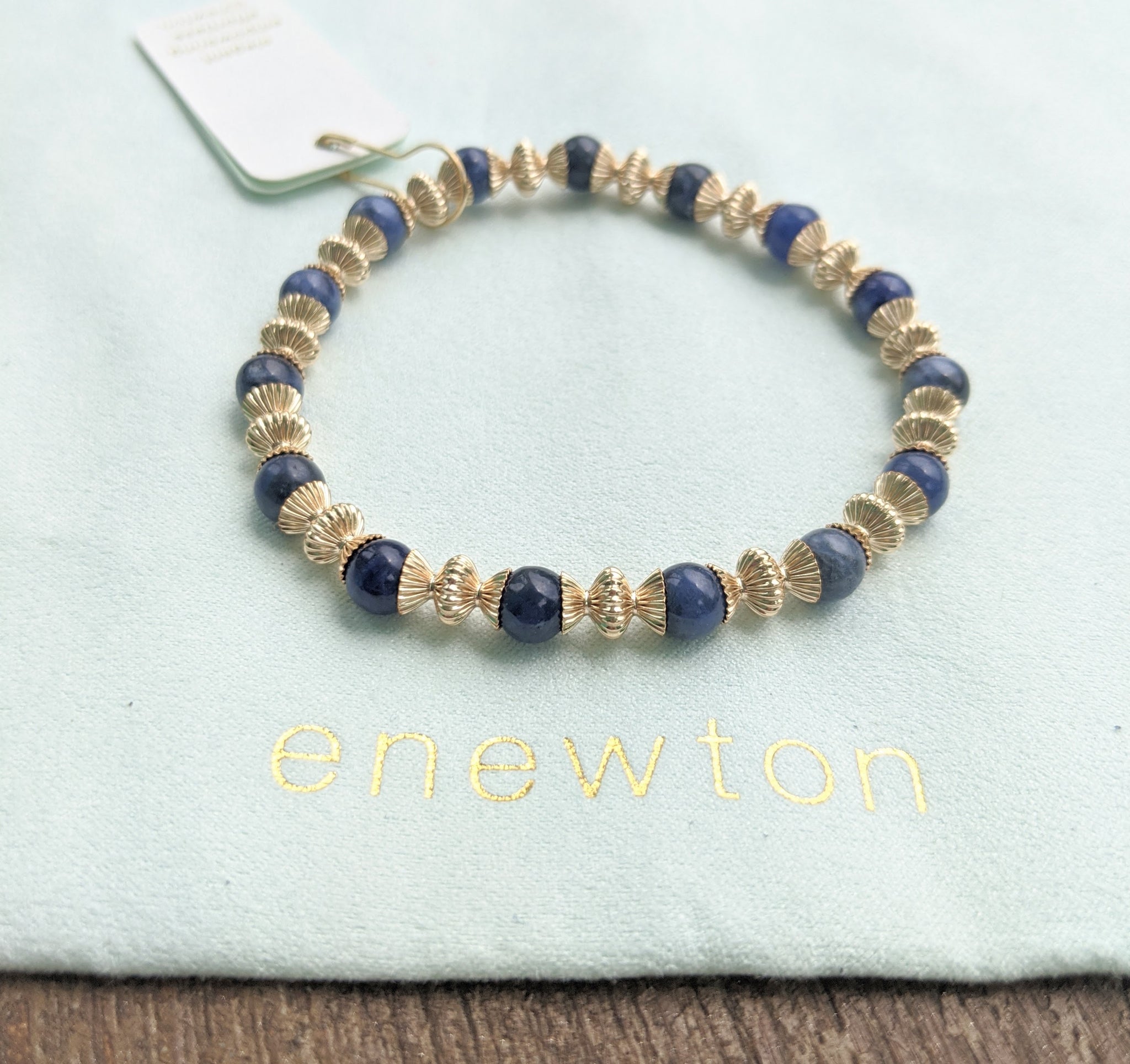 eNewton Extends Loyalty Gold 6mm Bead Bracelet - Available In Three Gemstones