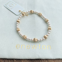 eNewton Sincerity Pattern 4mm Bead Bracelet/Dignity Gold 6mm - Available in Five Gemstones