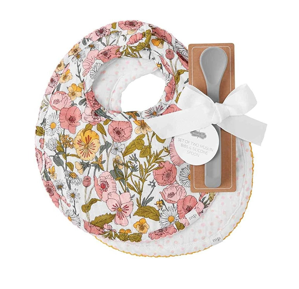 Floral Bib & Spoon Set