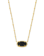 Elisa Gold Satellite Pendant Necklace In Black Drusy