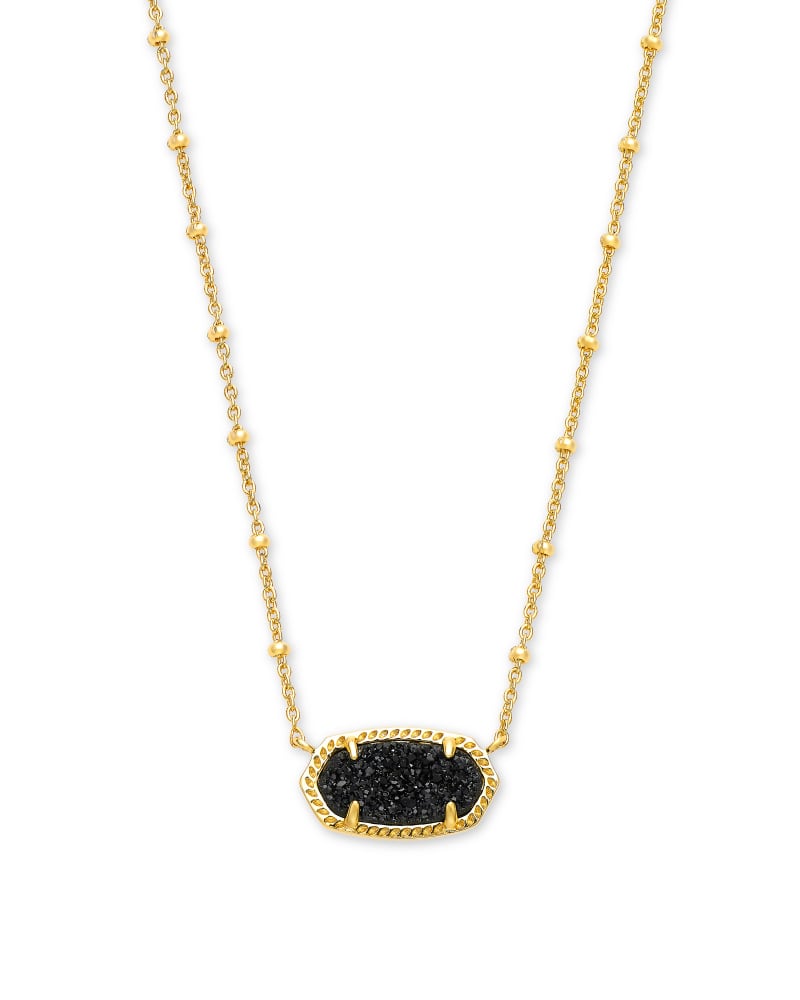 Elisa Gold Satellite Pendant Necklace In Black Drusy