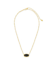 Elisa Gold Satellite Pendant Necklace In Black Drusy