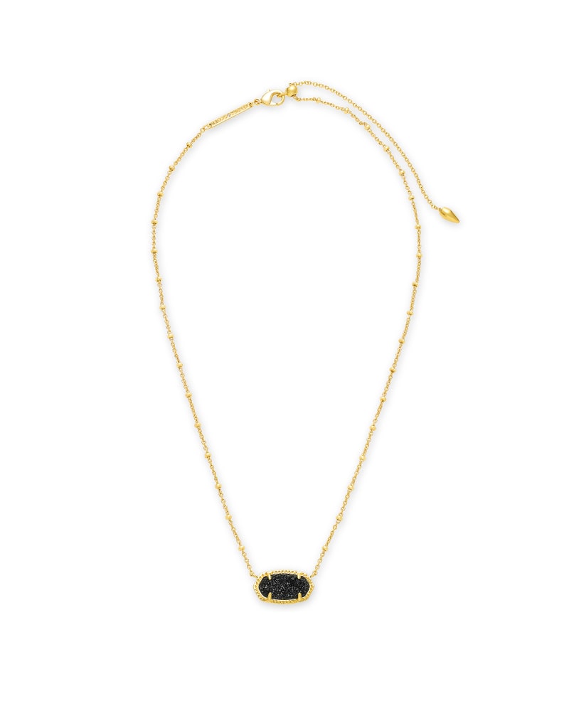 Elisa Gold Satellite Pendant Necklace In Black Drusy