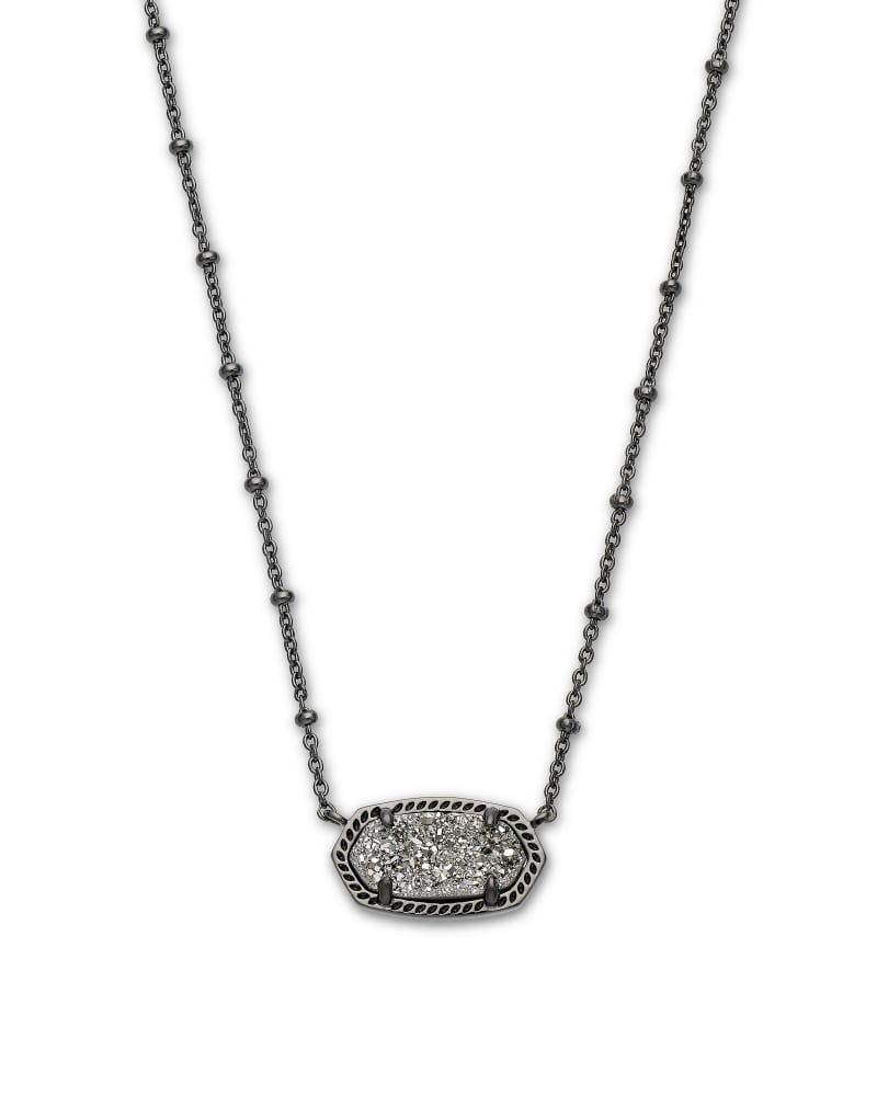 Elisa Gunmetal Satellite Pendant Necklace In Platinum Drusy